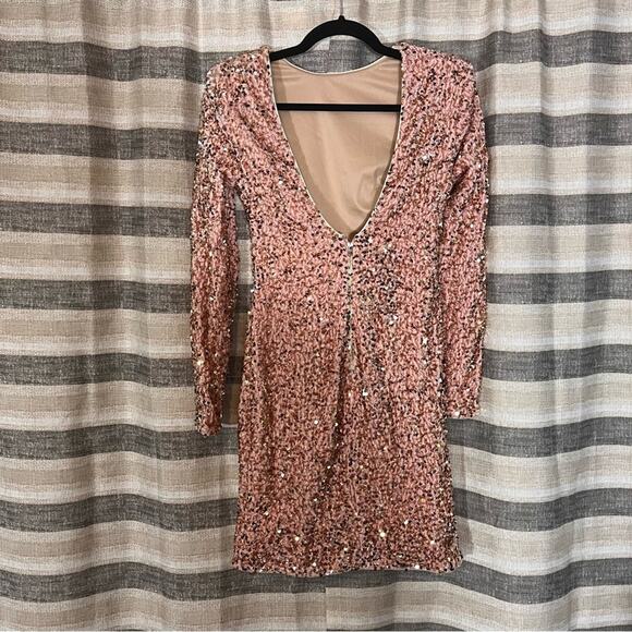 Love & Lemonade Pink Sequin Dress Size‎ Large - Picture 2 of 6